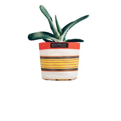 Petit 14 cm - Cache-pot tissé écologique en jaune toscan, perle et rose beige