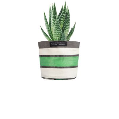 Petit 14 cm - Cache-pot tissé écologique en vert herbe, indigo et perle