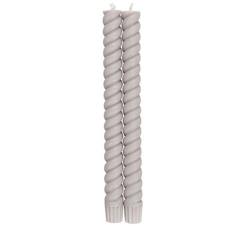 SPIRAL - Solid Willow Grey Eco Dinner Candles, 2 per pack