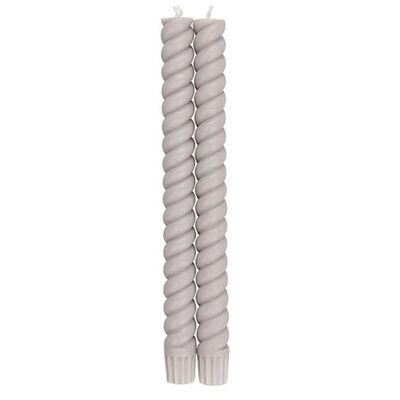 SPIRAL - Solid Willow Grey Eco Dinner Candles, 2 per pack