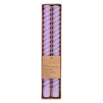 SPIRAL - Solid Verbena Mauve Eco Dinner Candles, 2 per pack