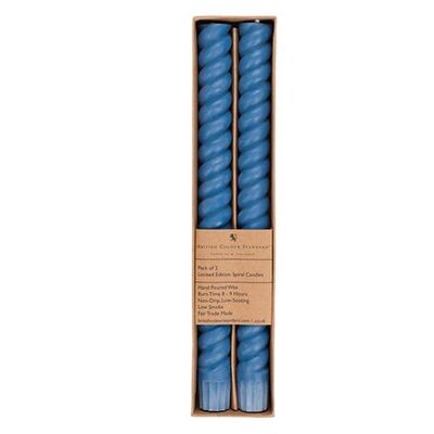 SPIRAL - Solid Saxe Blue Eco Dinner Candles, 2 per pack