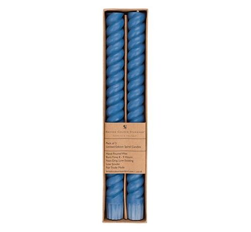 SPIRAL - Solid Saxe Blue Eco Dinner Candles, 2 per pack