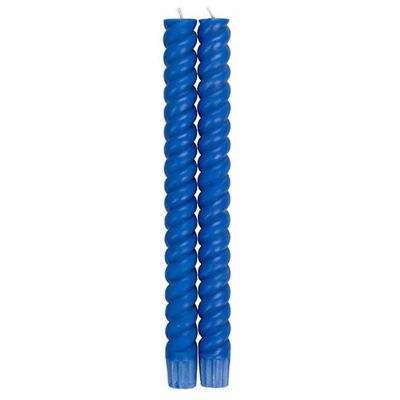 SPIRAL - Solid Royal Blue Eco Dinner Candles, 2 per pack