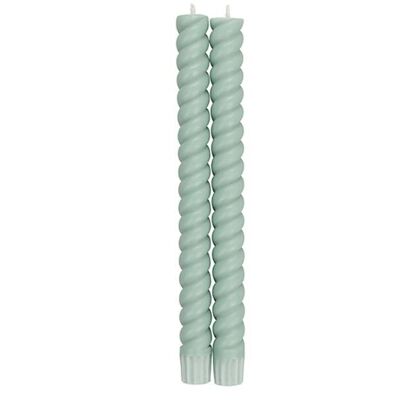 SPIRAL - Solid Opaline Green Eco Dinner Candles, 2 per pack