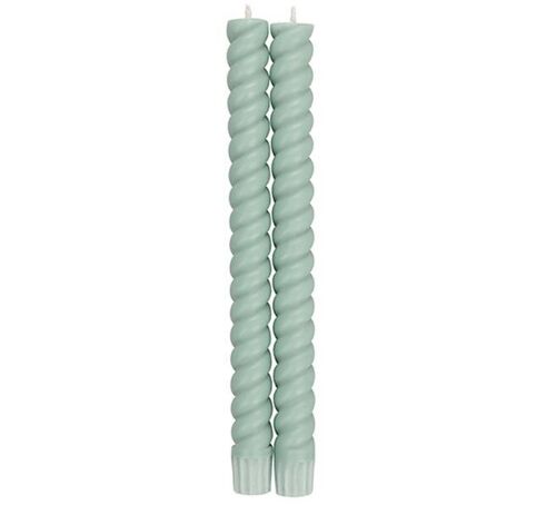 SPIRAL - Solid Opaline Green Eco Dinner Candles, 2 per pack