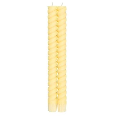 SPIRAL - Solid Jamine Yellow Eco Dinner Candles, 2 per pack