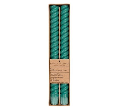 SPIRAL - Solid Beryl Green Eco Dinner Candles, 2 per pack