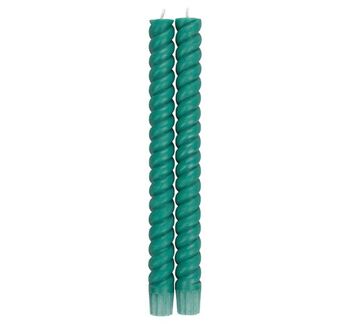 SPIRAL - Bougies de dîner Solid Beryl Green Eco, 2 par paquet 2