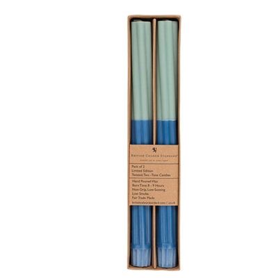 TWIST - Striped Opaline & Saxe Eco Dinner Candles, 2 per pack