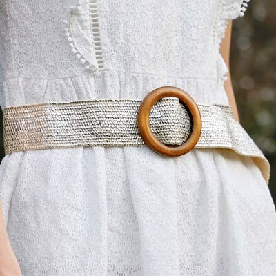 Elastic raffia belt CF804