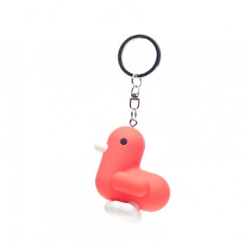 CANARE | PORTE-CLÉS CANARD EN SILICONE ORANGE FLUORESCENT 2