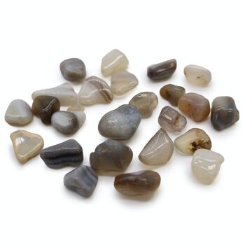 ATumbleS-01 - Petites pierres de culbutage africaines - Agate grise - Botswana - Vendu en 24x unité/s par extérieur 1
