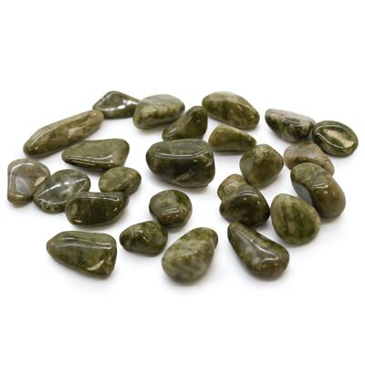 ATumbleS-03 - Small African Tumble Stones - Epidote Snowflake - Sold in 24x unit/s per outer