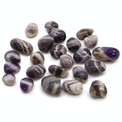 ATumbleS-12 - Small African Tumble Stones - Amethyst - Chevron - Sold in 24x unit/s per outer