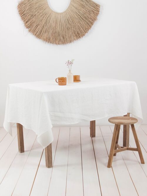 Linen tablecloth in White - Round 92"/235 cm