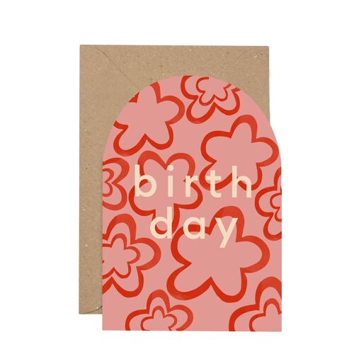 Birthday' pink curved card