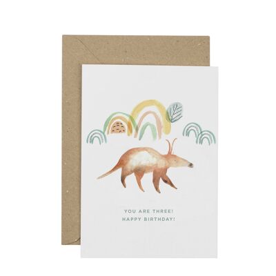 Aardvark Third Birthday Card