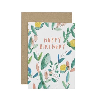 Carte de voeux botanique joyeux anniversaire