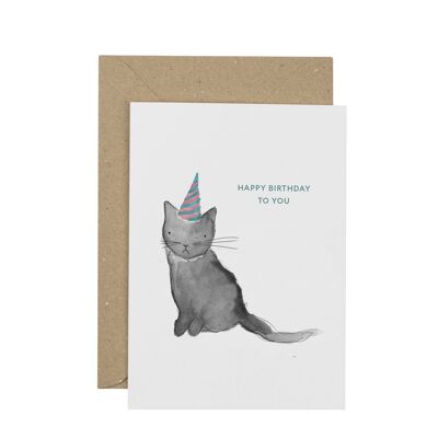 Cartolina d'auguri di buon compleanno gatto