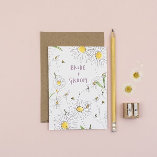 Daisy Bride & Groom Wedding Card