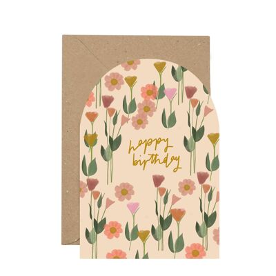Tarjeta floral del feliz cumpleaños