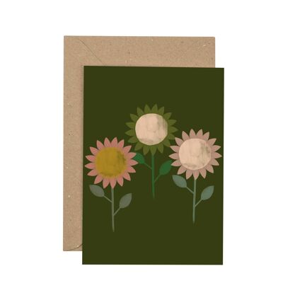 Green sunflower blank card