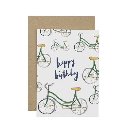 Biglietto di auguri di buon compleanno in bici