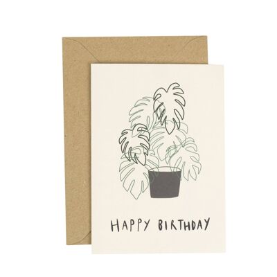 Monstera Birthday Greetings Card