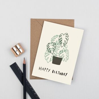 Carte de voeux d'anniversaire Monstera 2