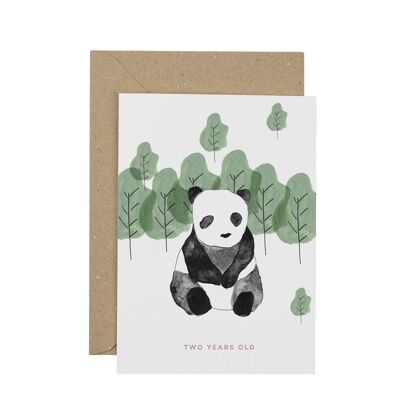 Tarjeta de segundo cumpleaños de Panda