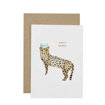 Tarjeta de felicitación de guepardo animal de fiesta