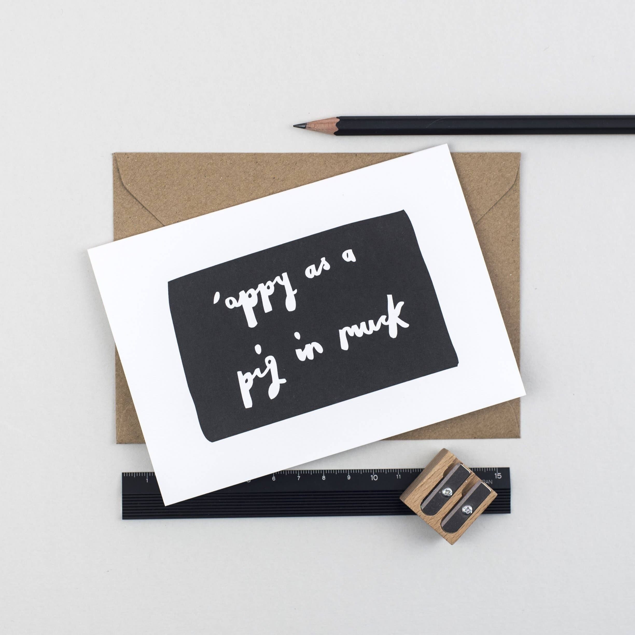 Schwein in Muck-Gruß-Karte