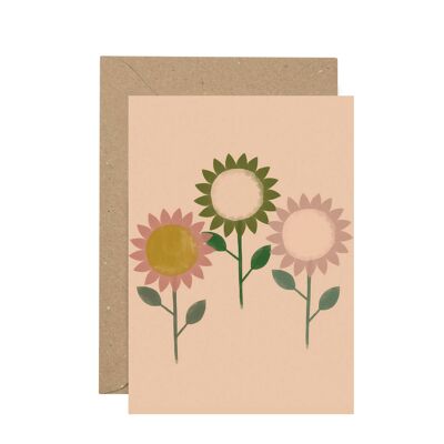 Carte vierge de tournesol rose