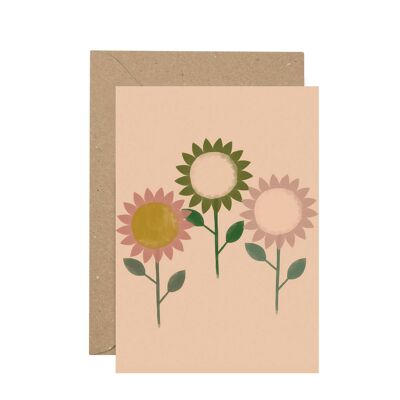 Pink sunflower blank card
