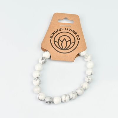 Braccialetto a sfere Howlite da 8 mm