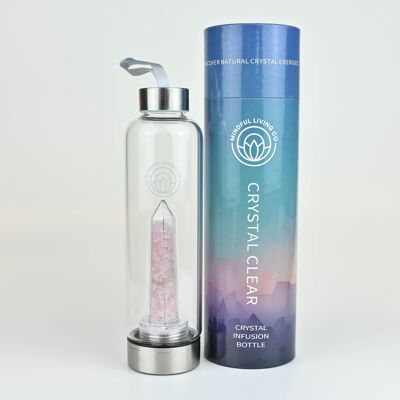 Kristallklare Wasserflasche – Rosenquarz