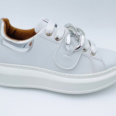 GAETA/VELCRO - BLANC/ARGENT - 37