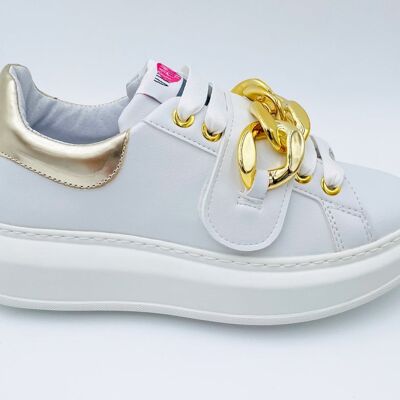 GAETA/VELCRO - BIANCO/ORO - 37