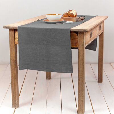 Linen table runner in Charcoal - 40x150 cm / 16x59"