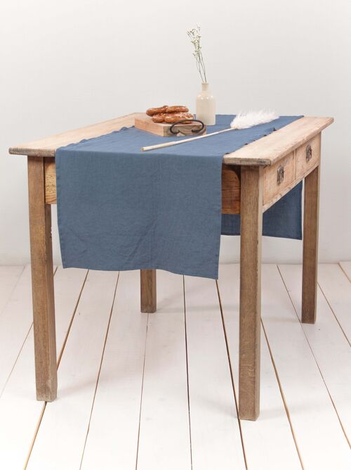 Linen table runner in Blue Gray - 40x150 cm / 16x59"