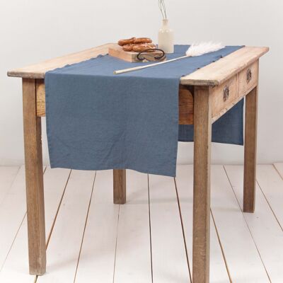 Linen table runner in Blue Gray - 40x200 cm / 16x79"