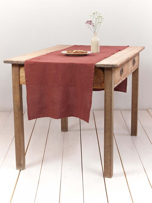 Linen table runner in Terracotta - 40x150 cm / 16x59"