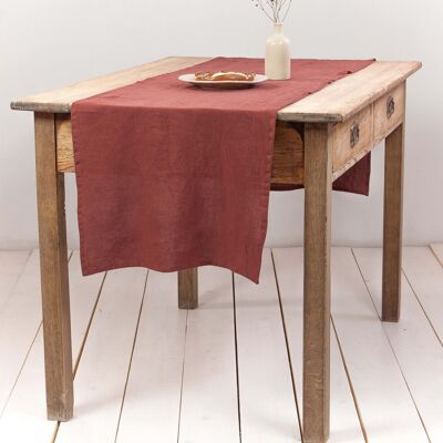 Linen table runner in Terracotta - 40x250 cm / 16x98"