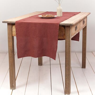 Linen table runner in Terracotta - 50x280 cm / 20x110"