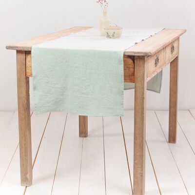 Linen table runner in Sage Green - 40x150 cm / 16x59"