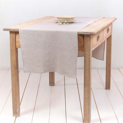 Linen table runner in Beige - 40x200 cm / 16x79"