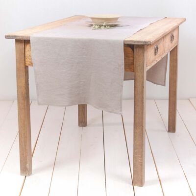 Linen table runner in Beige - 40x200 cm / 16x79"