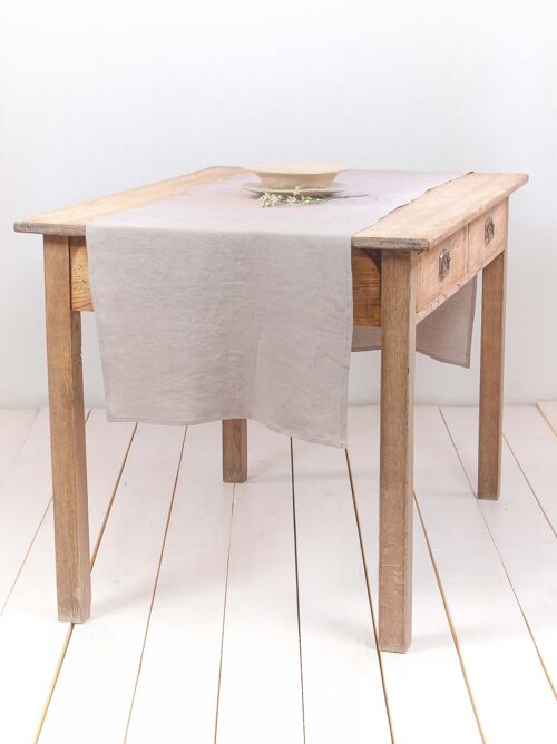 Linen table runner in Beige - 40x250 cm / 16x98"