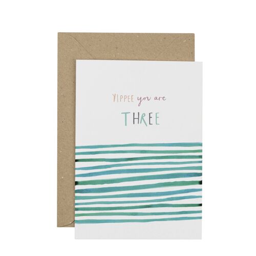 Stripy Third Birthday Card